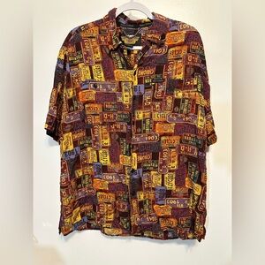 Harley Davidson Hawaiian Shirt Mens Size L Beach Cruise Camp License Plates